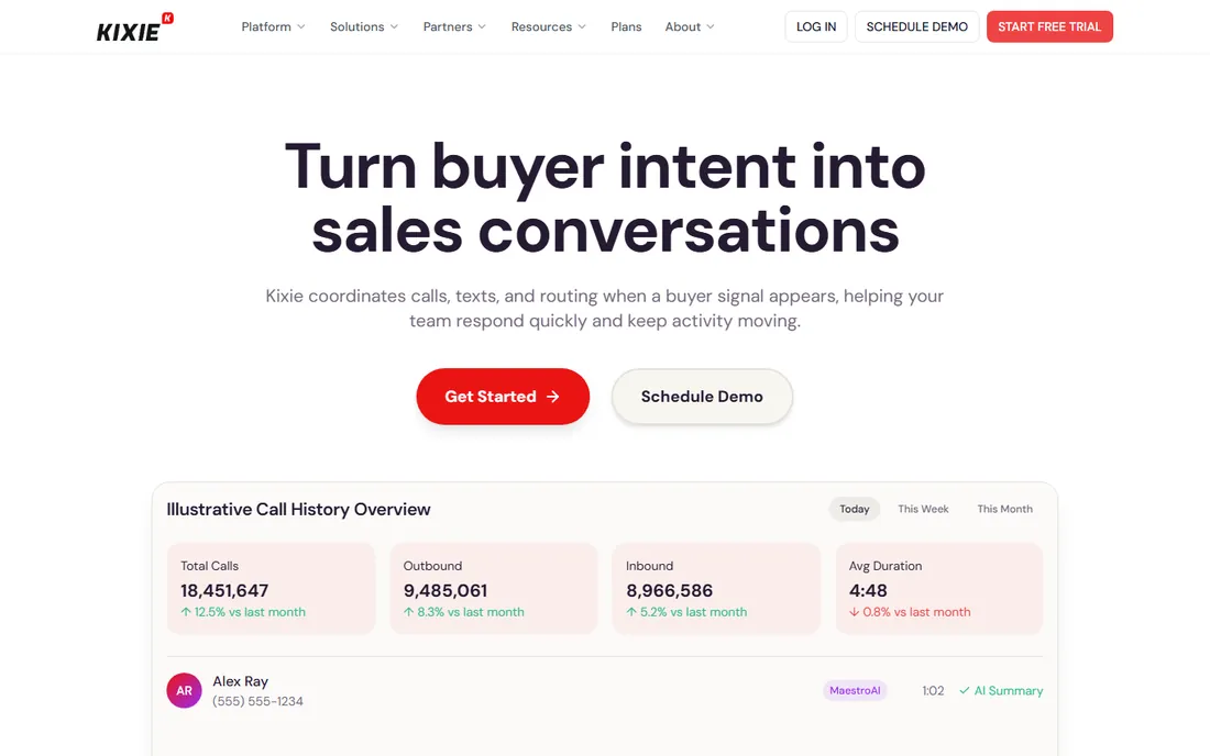 Kixie homepage