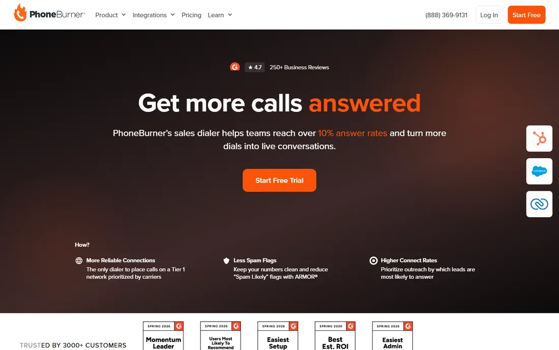 PhoneBurner homepage