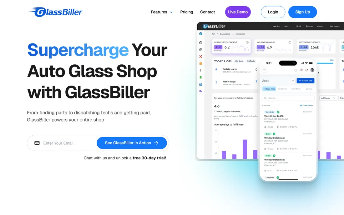 GlassBiller homepage