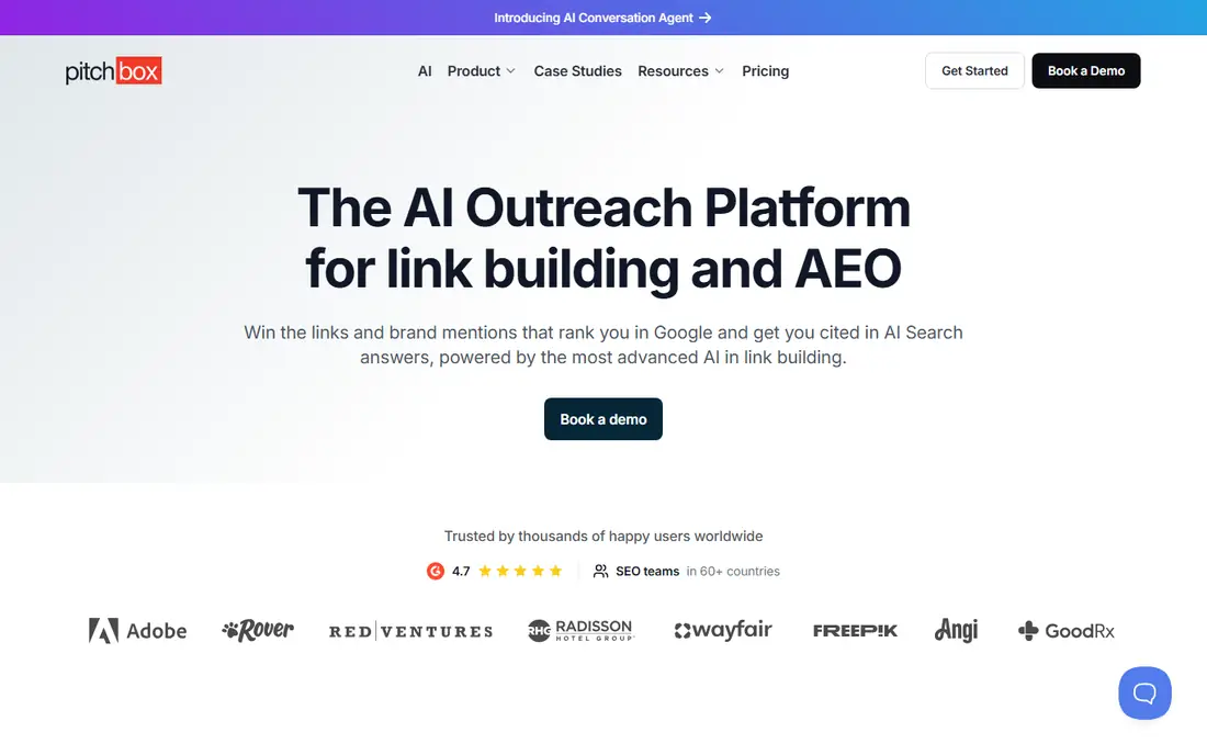 Pitchbox homepage