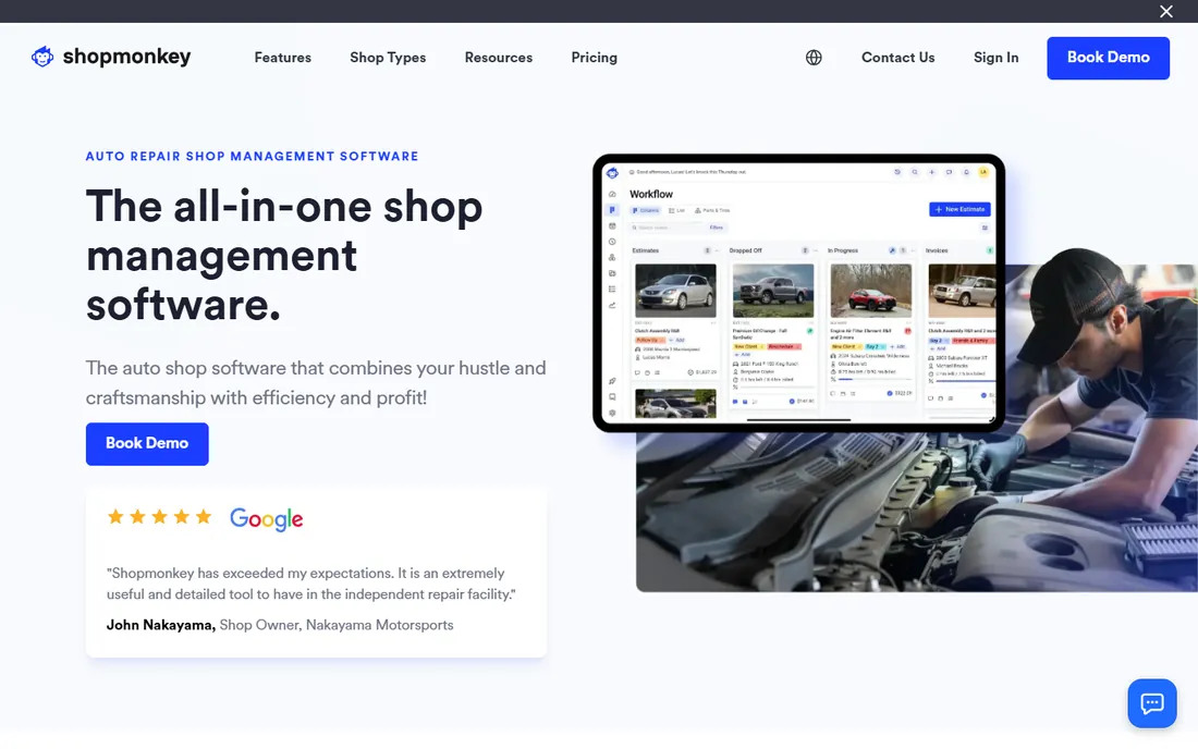 Shopmonkey homepage