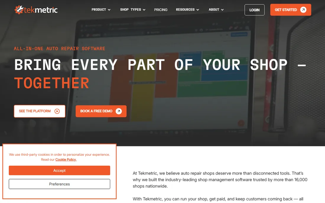 Tekmetric homepage