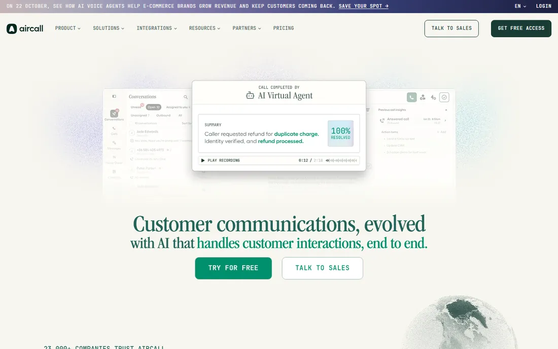 Aircall homepage