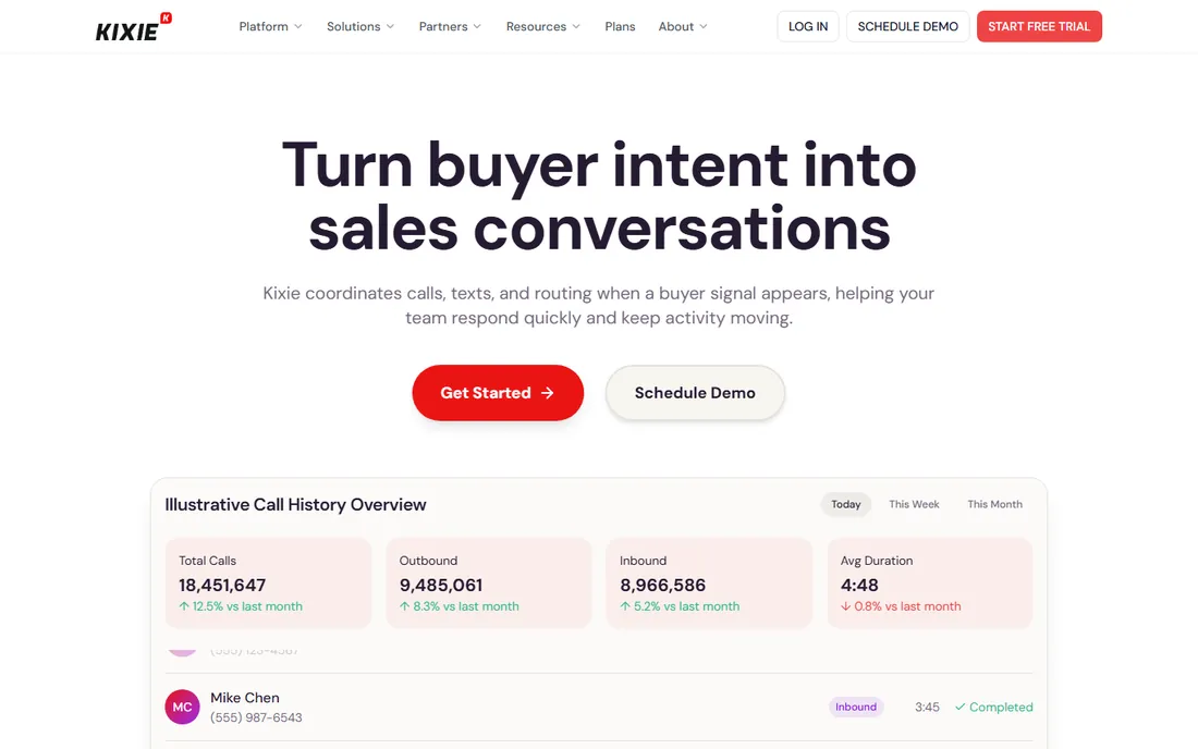 Kixie homepage