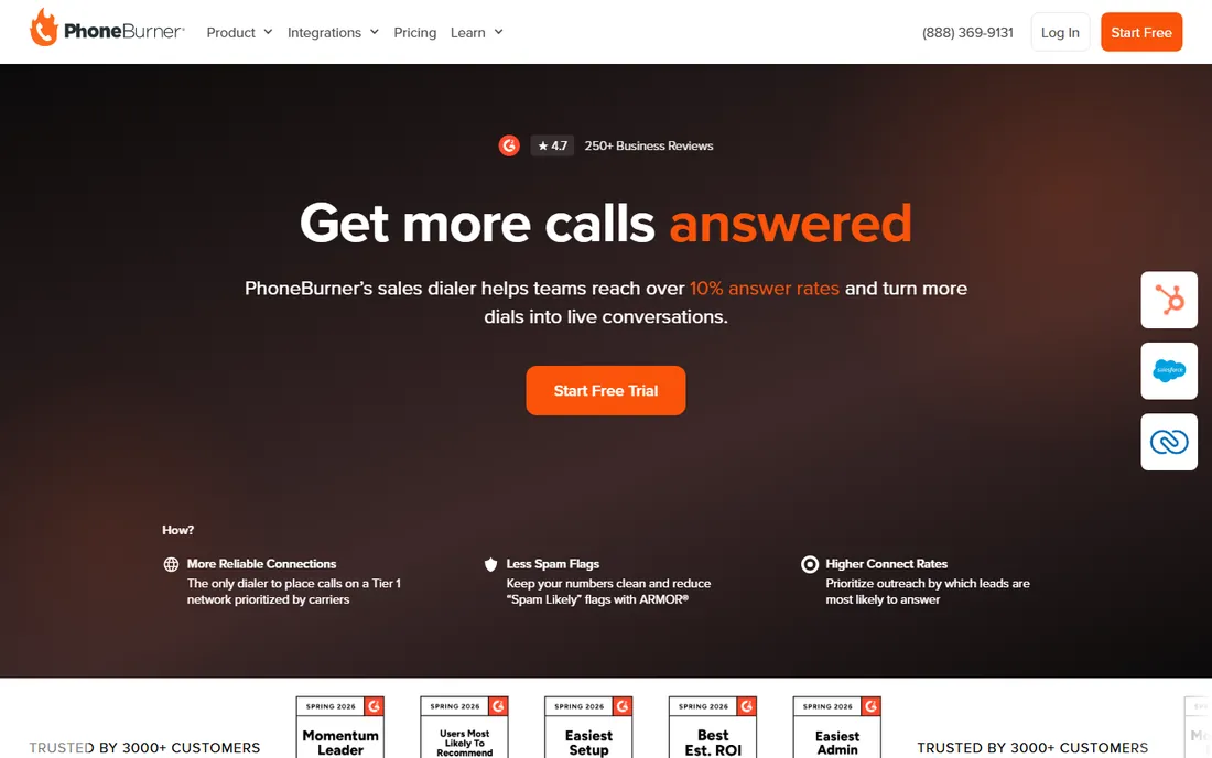 PhoneBurner homepage