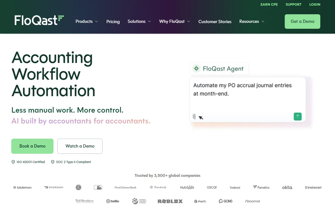 FloQast homepage