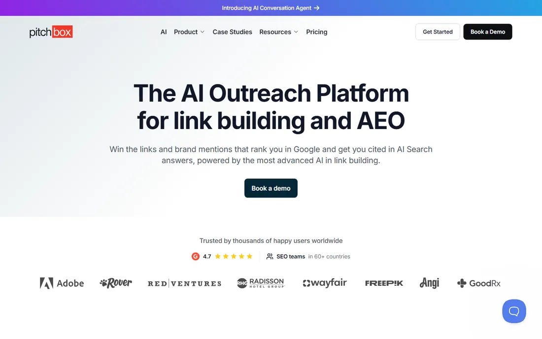 Pitchbox homepage