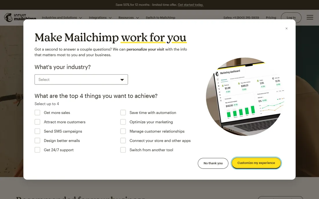 Mailchimp homepage