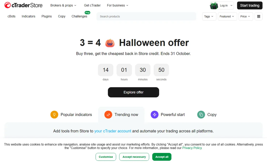 cTrader homepage