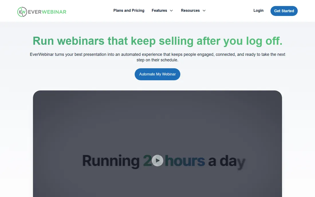 EverWebinar homepage