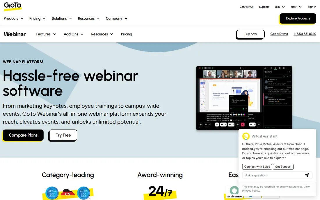 GoTo Webinar homepage