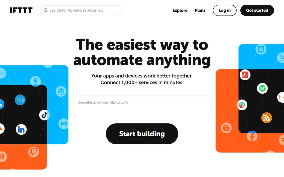 IFTTT homepage