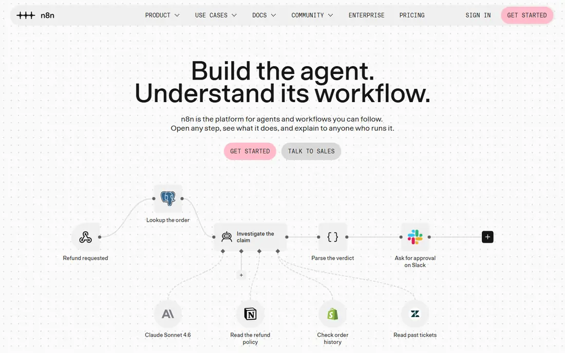 n8n homepage