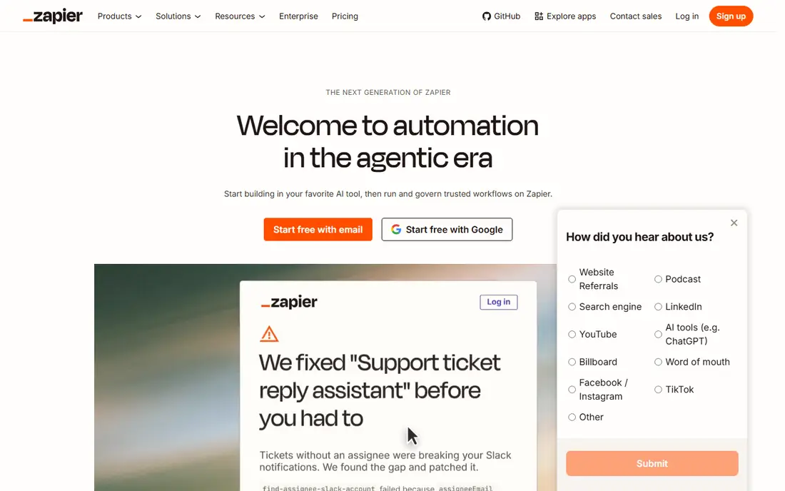Zapier homepage