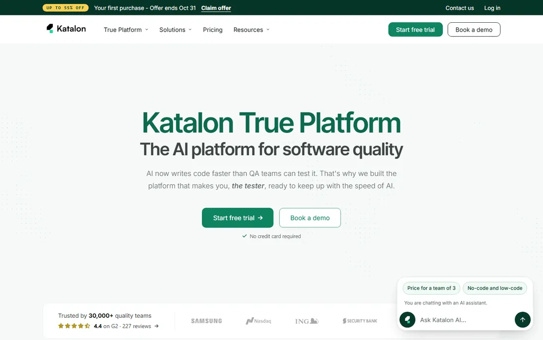 Katalon homepage