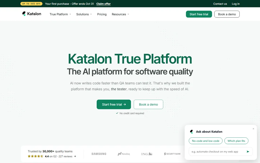 Katalon homepage
