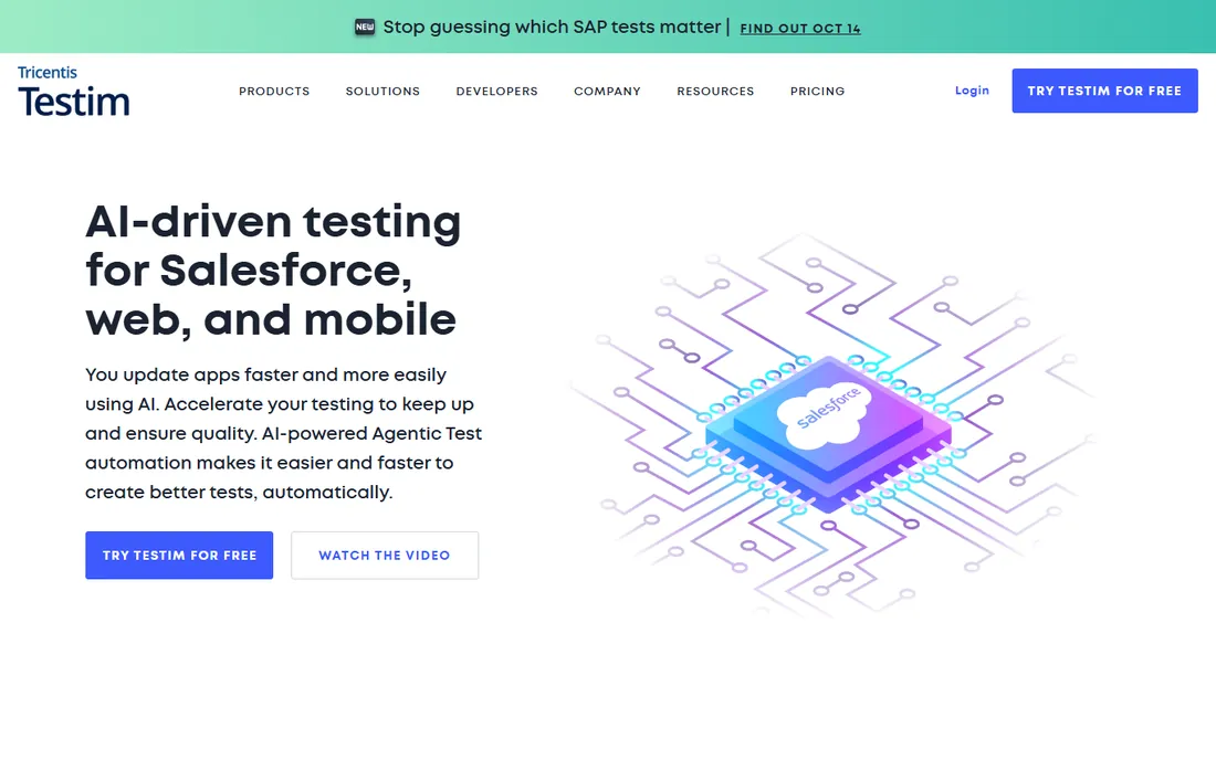 Tricentis Testim homepage