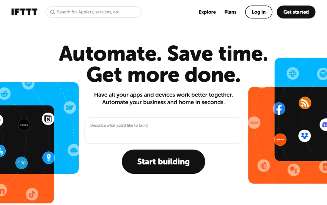 IFTTT homepage