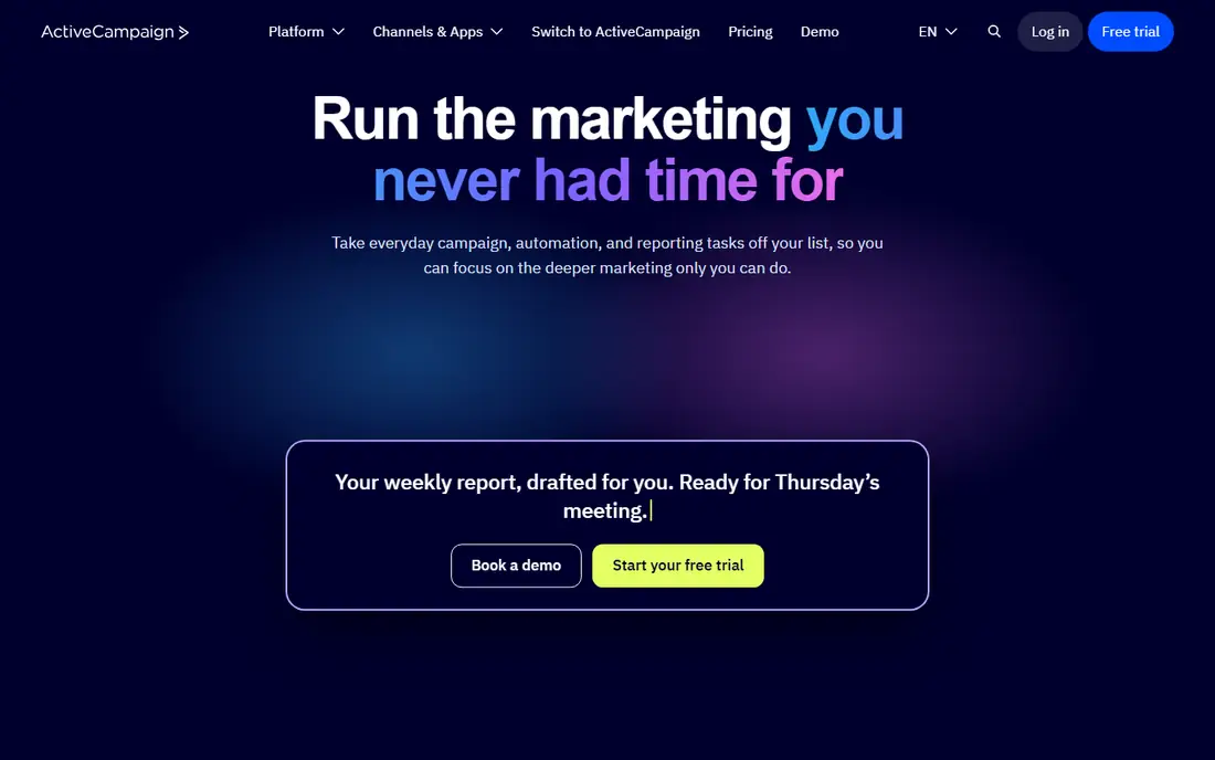 ActiveCampaign homepage