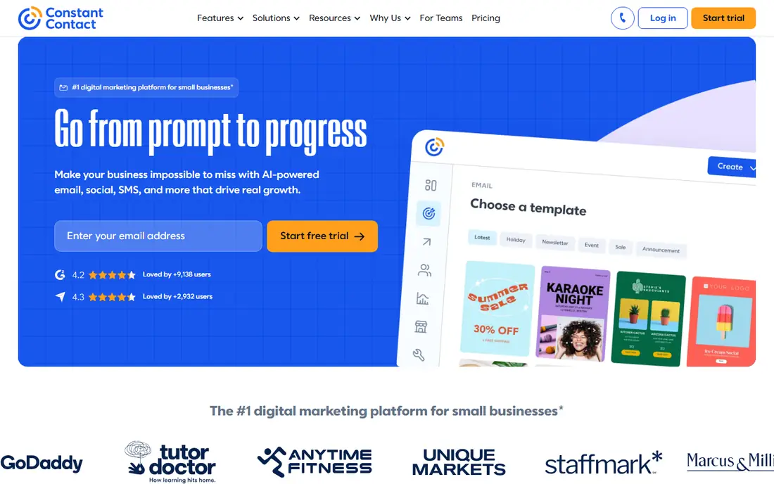 Constant Contact homepage