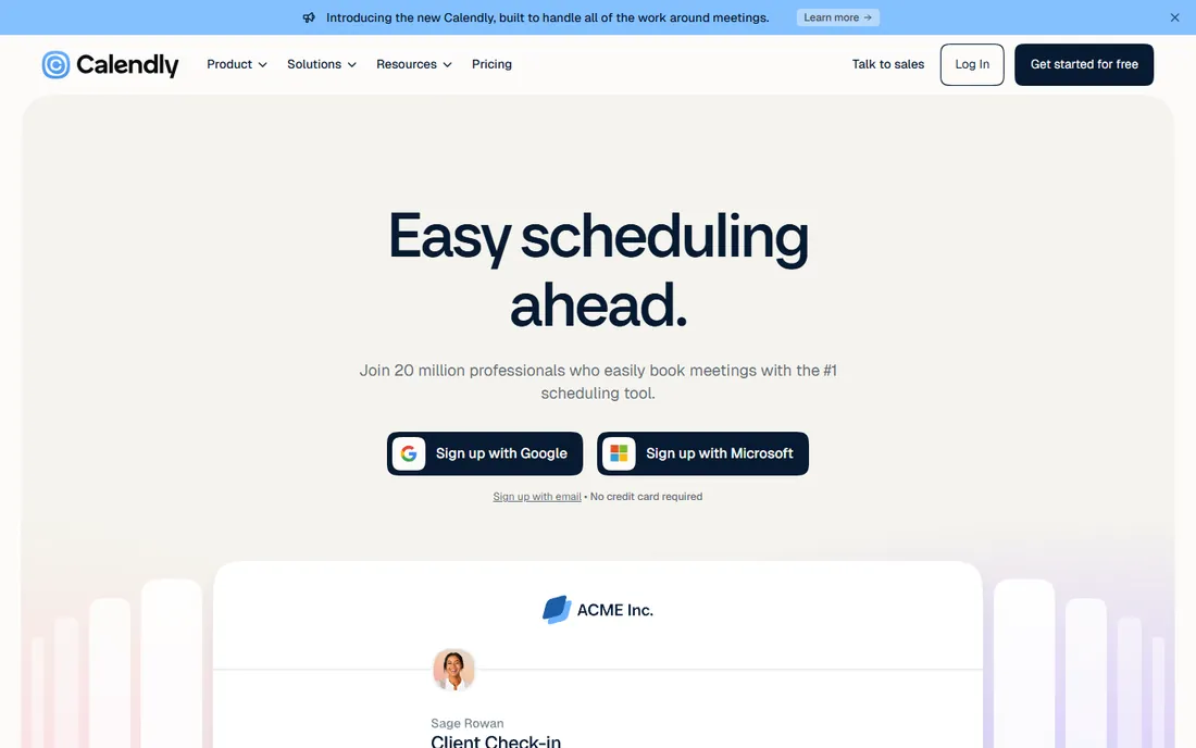Calendly homepage