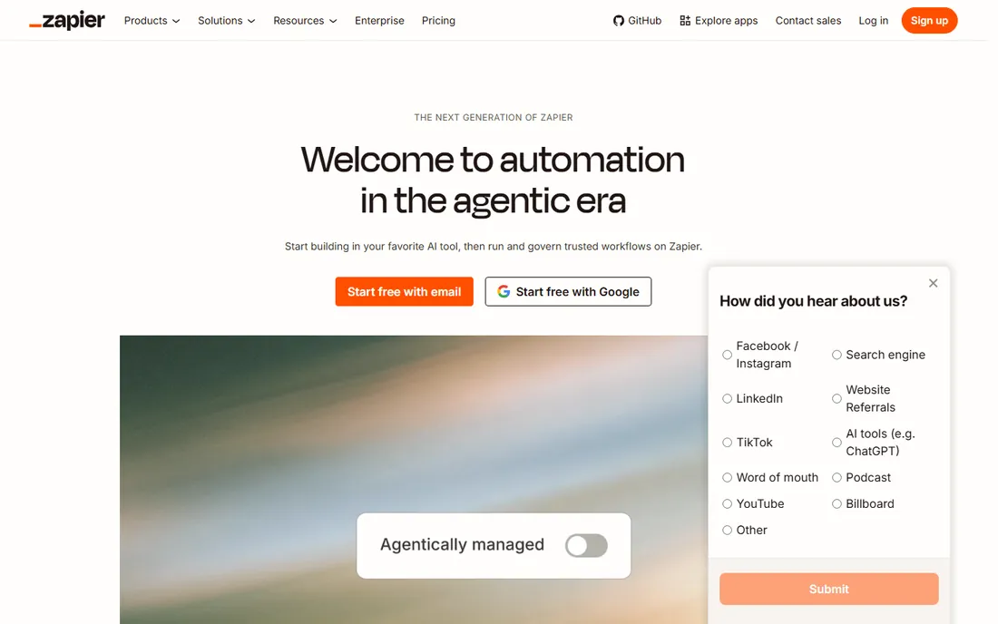 Zapier homepage