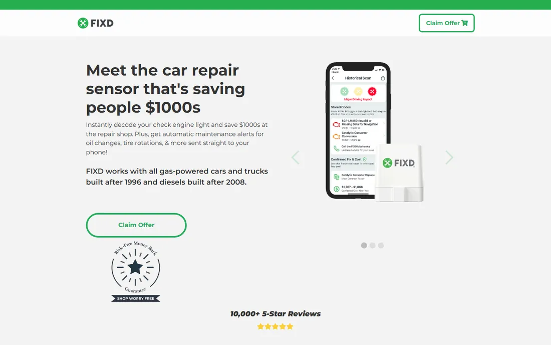 FIXD homepage