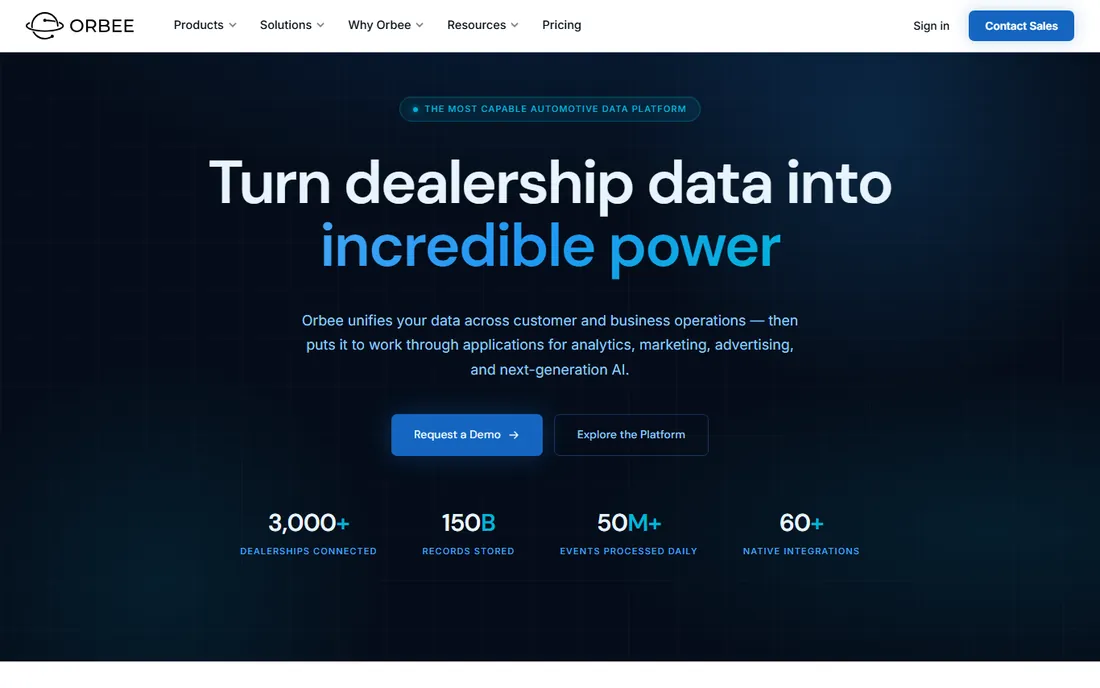 Orbee homepage