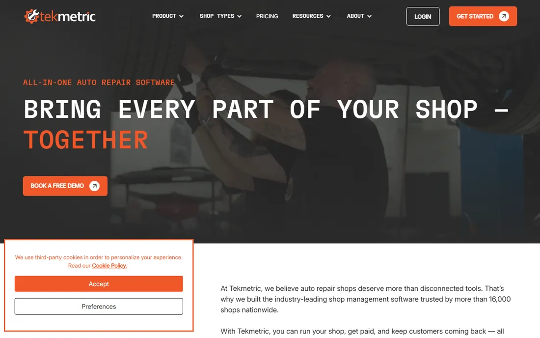 Tekmetric homepage