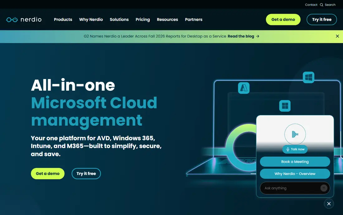 Nerdio Manager homepage