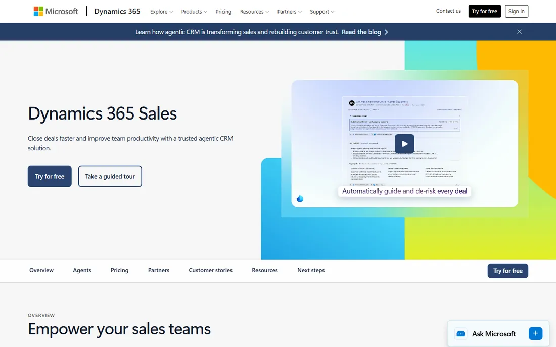 Dynamics 365 Sales homepage