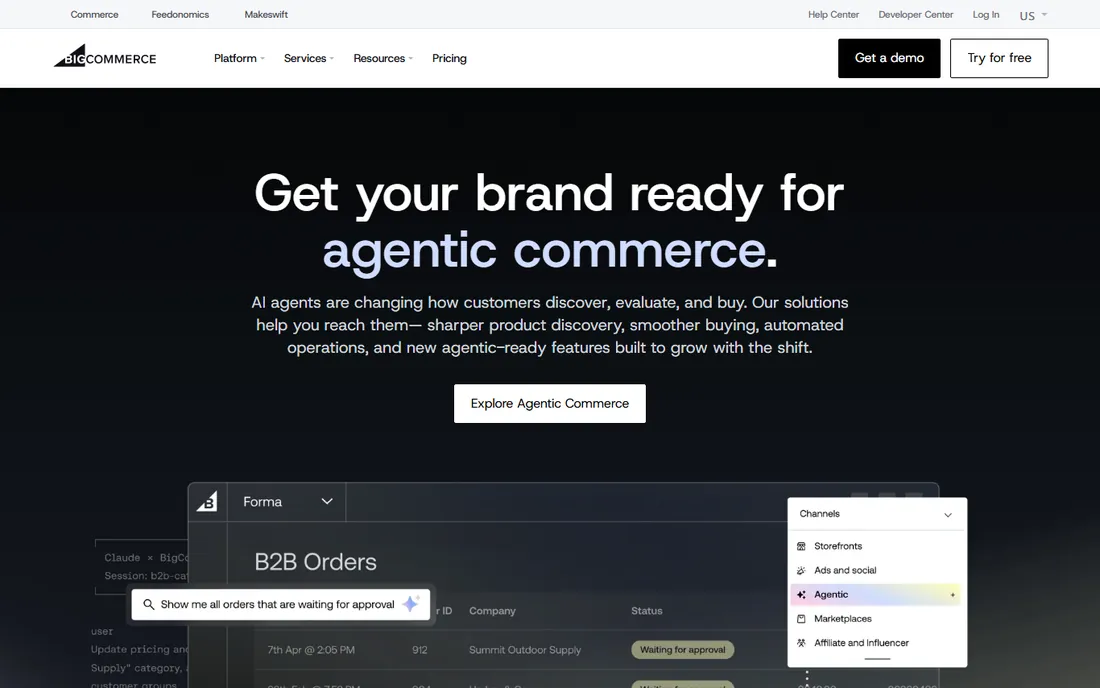 BigCommerce B2B Edition homepage