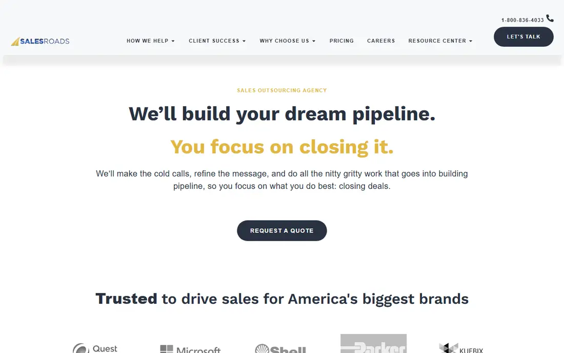 SalesRoads homepage