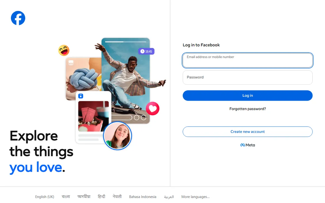 Facebook homepage