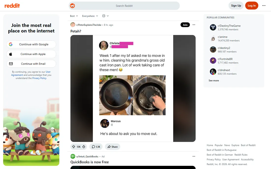Reddit homepage