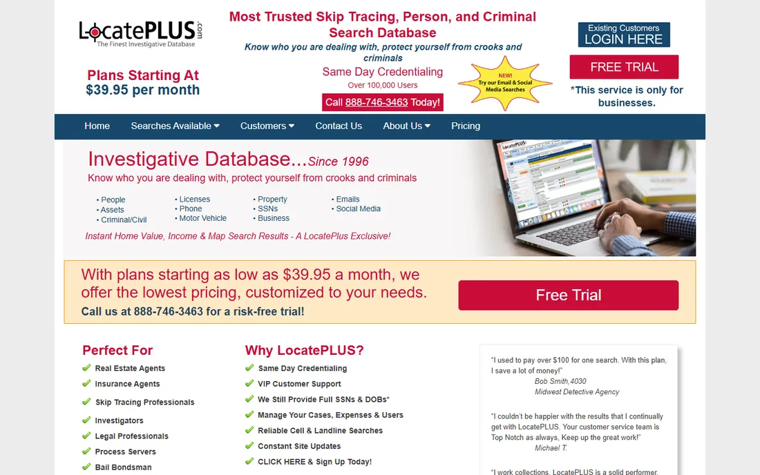 LocatePLUS homepage