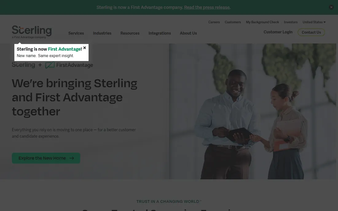 First Advantage homepage