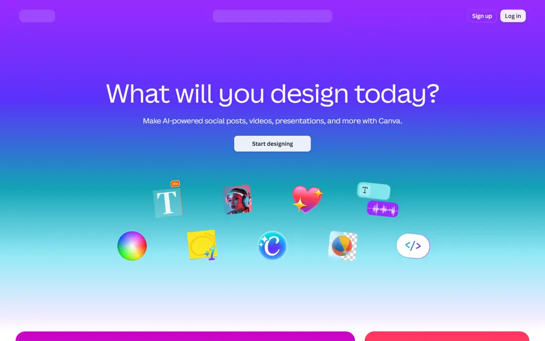 Canva homepage