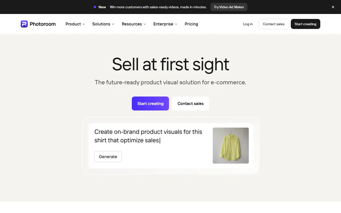 PhotoRoom homepage
