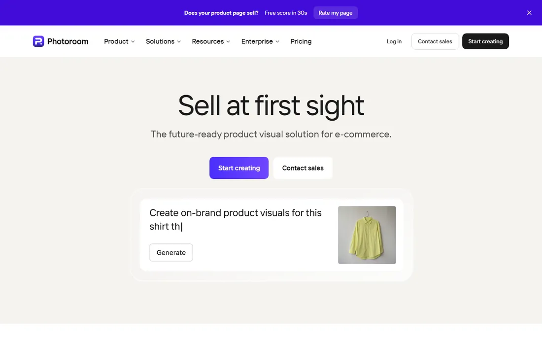 PhotoRoom homepage