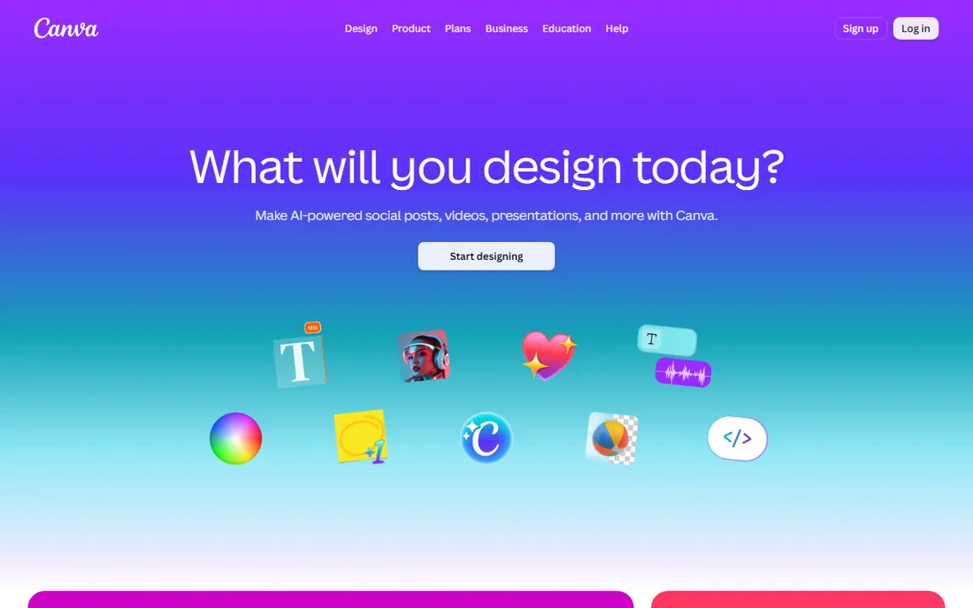 Canva homepage