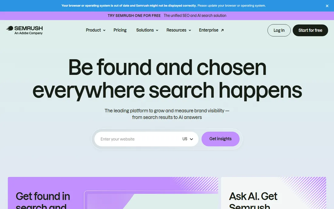 Semrush homepage