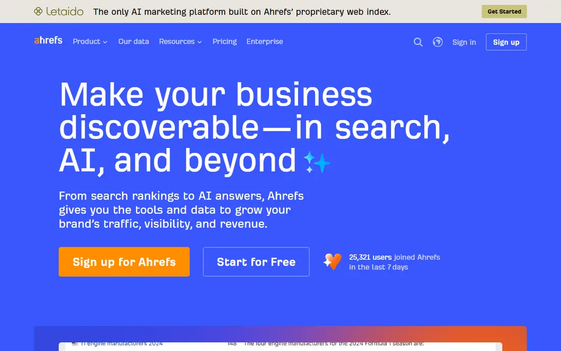 Ahrefs homepage