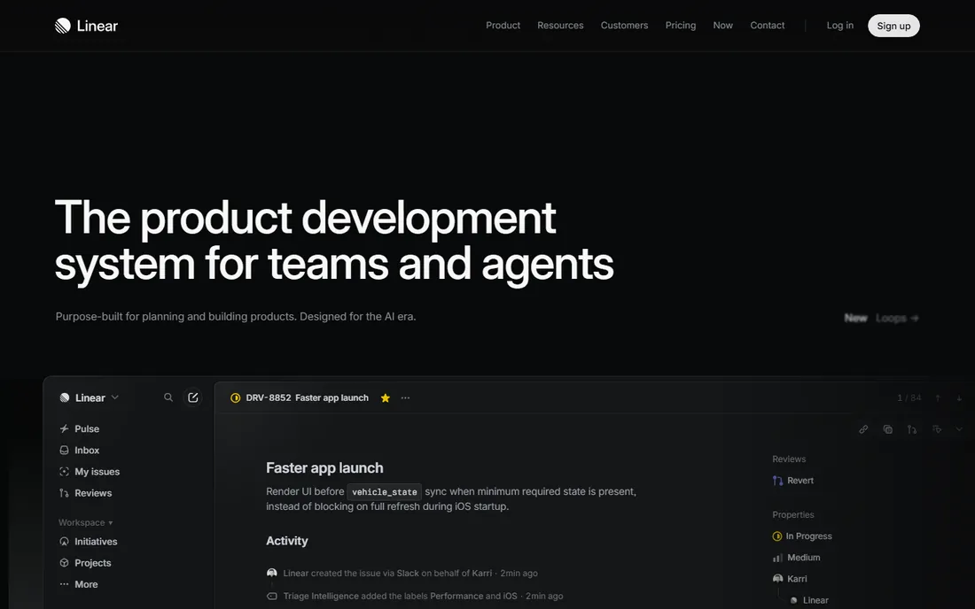 Linear homepage