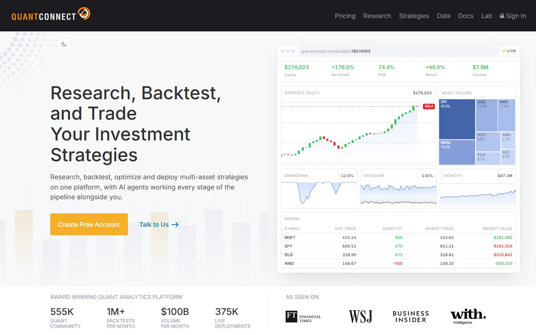 QuantConnect homepage