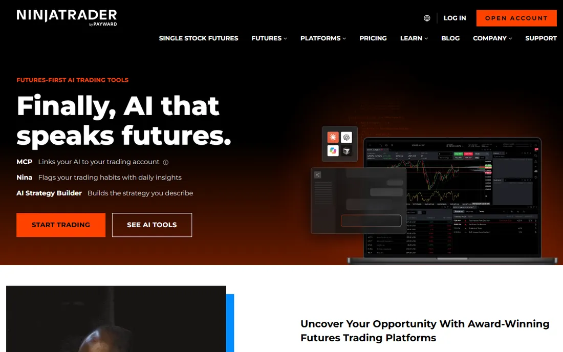 NinjaTrader homepage