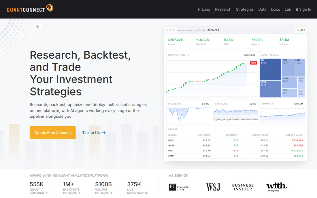 QuantConnect homepage