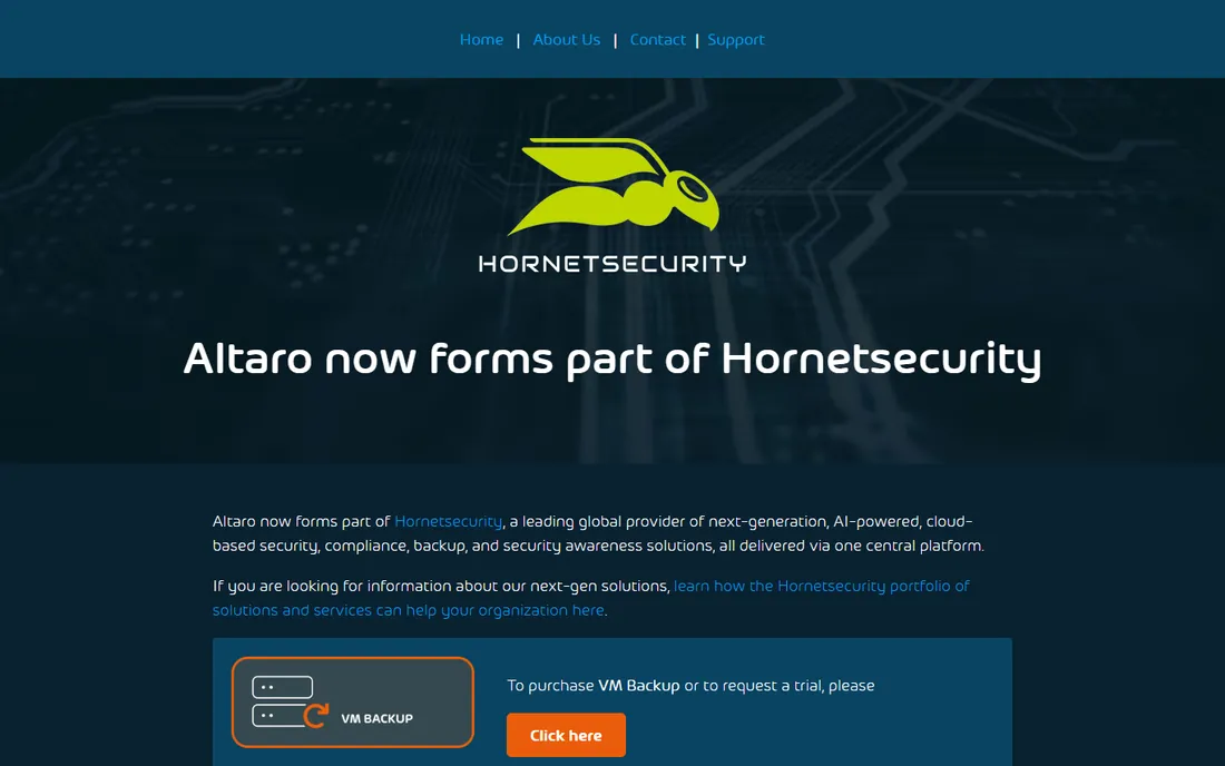 Altaro VM Backup homepage