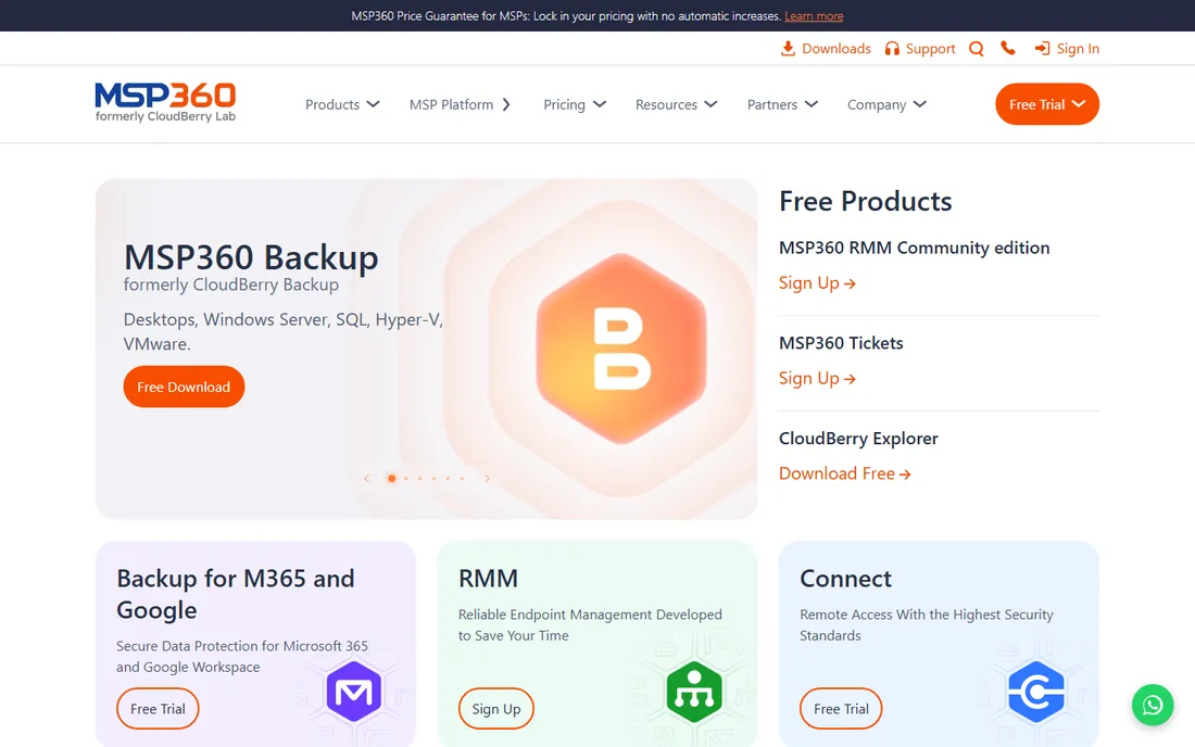 MSP360 Managed Backup homepage