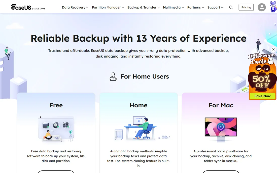 EaseUS Todo Backup homepage